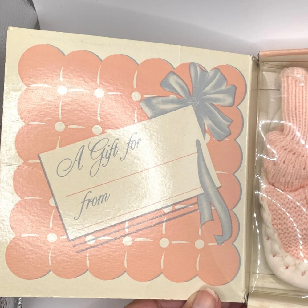 Baby Ripons Vintage NIB Pink Knit Baby Booties Size Medium